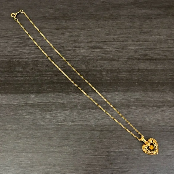 Avon Heart Citrine Scroll Necklace - Picture 3 of 5